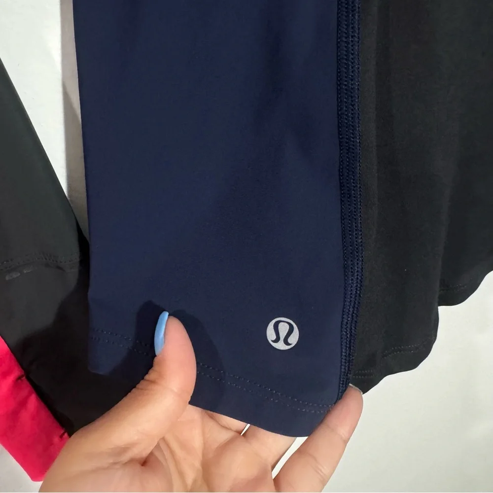 Lululemon Trail Bound‎ Long Sleeve Deep Coal Deep Navy Electric Coral Size 4